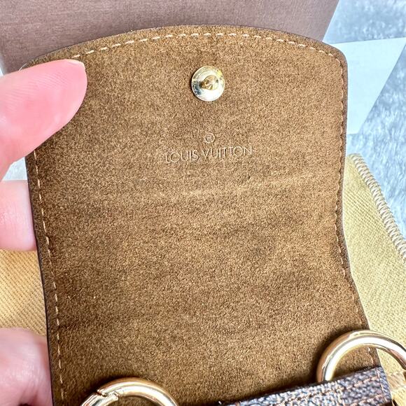 Louis Vuitton Damier Ebene Key holder Fob holder keychain or cufflinks case NICE - Picture 9 of 16